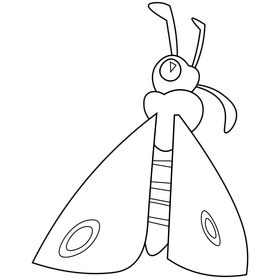 Moth wings cartoon black and white clipart