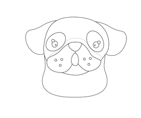 Cute puppy face black and white clipart