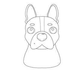 Puppy face cartoon black and white clipart