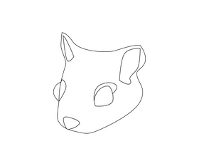 Squirrel face cartoon black and white clipart