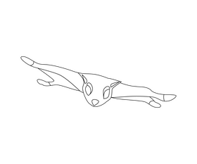 Cute flying squirrel black and white clipart