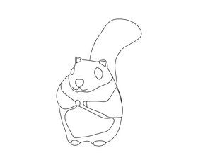 Cute flying squirrel black and white clipart