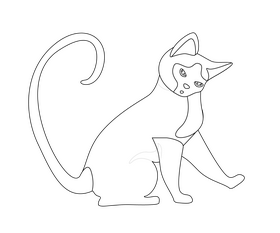 Cat black and white clipart