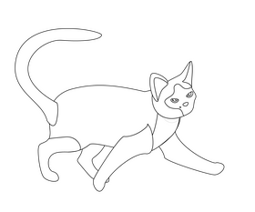Cat cartoon black and white clipart