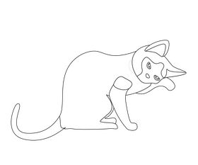 Cat drawing black and white clipart