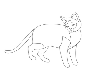 Cartoon cat black and white clipart