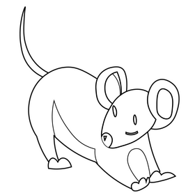 Cute mouse playful drawing black and white clipart