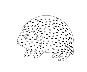 Hedgehog black and white clipart