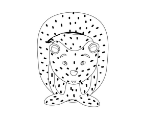 Hedgehog black and white clipart