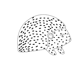 Hedgehog black and white clipart