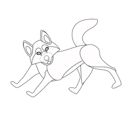 Running husky dog black and white clipart