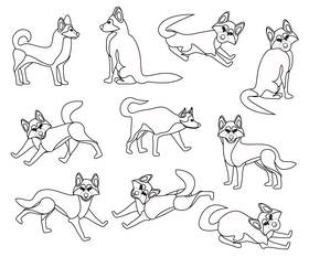 Husky dogs, free puppies black and white vector