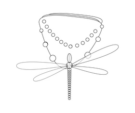 Butterfly necklace cartoon black and white clipart