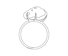 Ring with brilliant jewellery black and white clipart