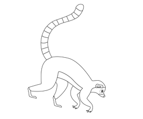 Jungle lemur black and white clipart