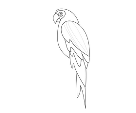 Cute parrot cartoon black and white clipart
