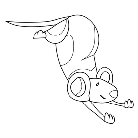Mouse sleeping black and white clipart