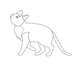 Cute cat black and white clipart