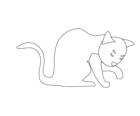 Cat black and white clipart