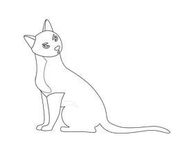 Cat drawing black and white clipart
