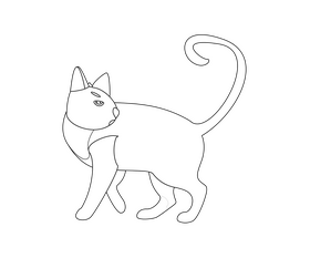 Cat black and white clipart