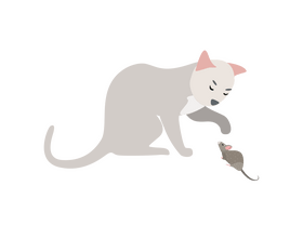 Cat catching mouse clipart