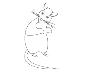 Mouse drawing black and white clipart