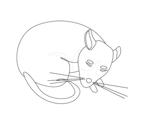 Sleeping mouse cartoon black and white clipart