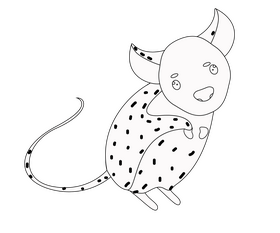Cute mouse black and white clipart