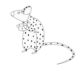 Mouse with cheese black and white clipart