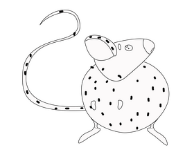 Mouse drawing black and white clipart