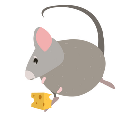 Cartoon mouse eating cheese clipart