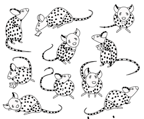 Cartoon mouses black and white vector