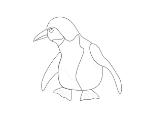 Penguin drawing black and white clipart