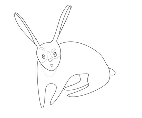 Rabbit drawing black and white clipart