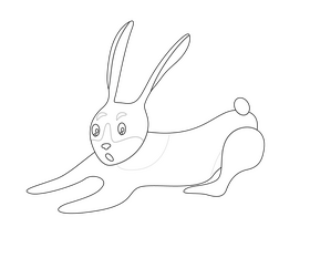 Scared rabbit black and white clipart