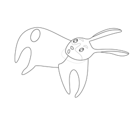 Rabbit illustration black and white clipart