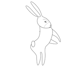 Rabbit drawing black and white clipart
