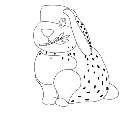Bunny cartoon black and white clipart