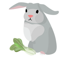 Cute bunny eating grass clipart