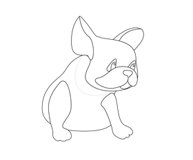 Cute baby pug dog black and white clipart