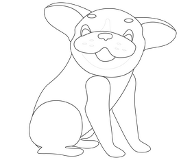 Cute puppy black and white clipart