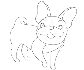 Pug cartoon black and white clipart
