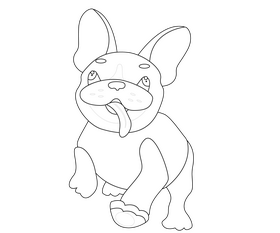 Cartoon pug dog black and white clipart