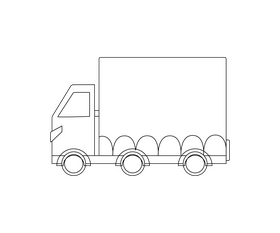 Truck cartoon black and white clipart