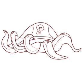 Octopus pirate black and white clipart