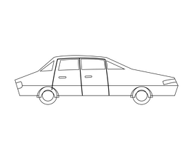 Cartoon car black and white clipart