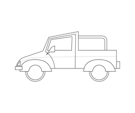 Pickup truck SUV black and white clipart