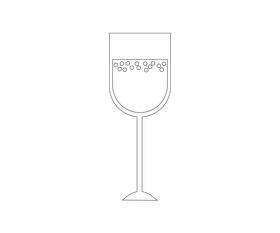 Champagne cocktail in a glass black and white clipart