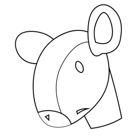 Okapia head black and white clipart